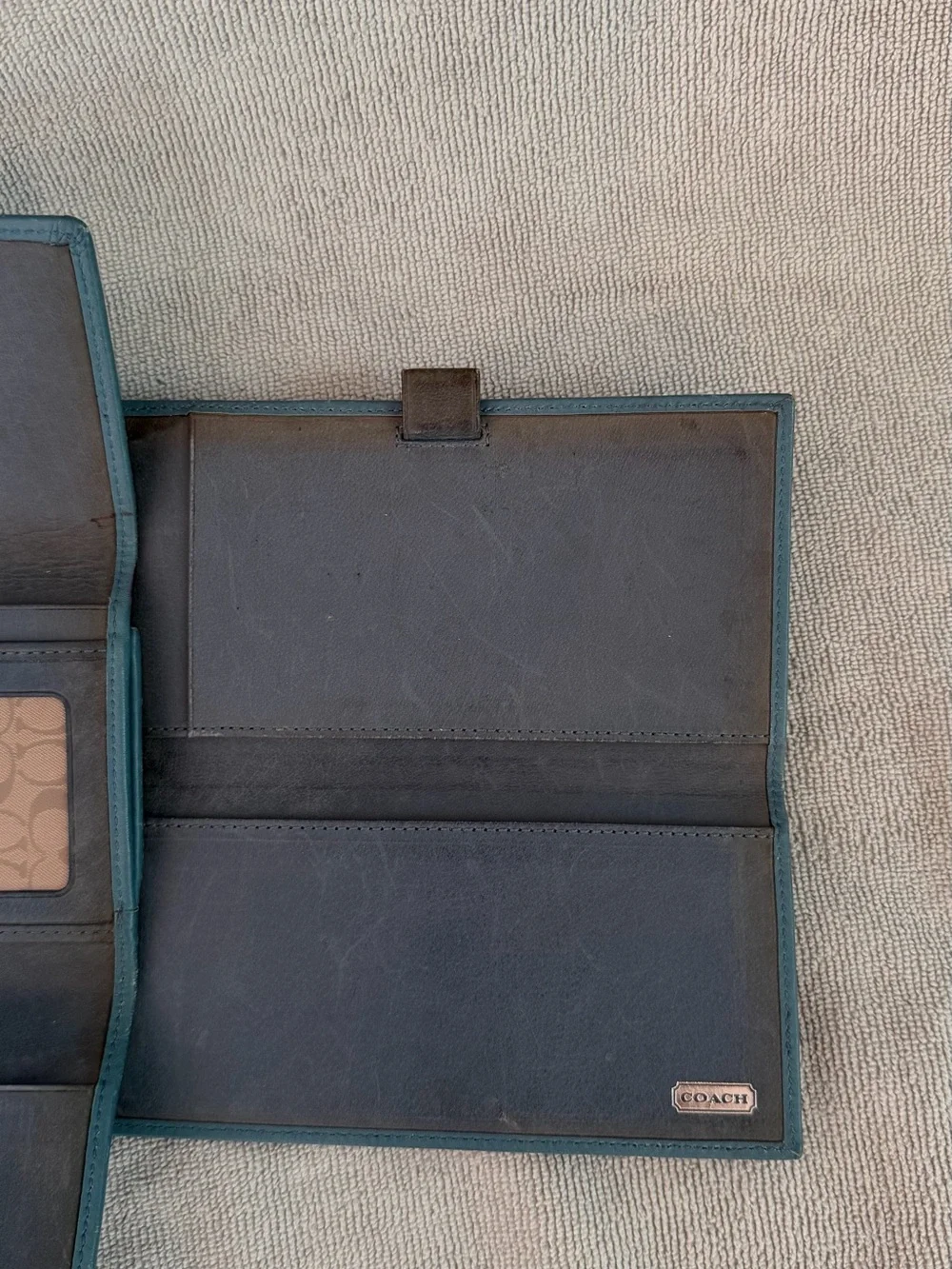 Vintage Coach Teal Leather Long Wallet